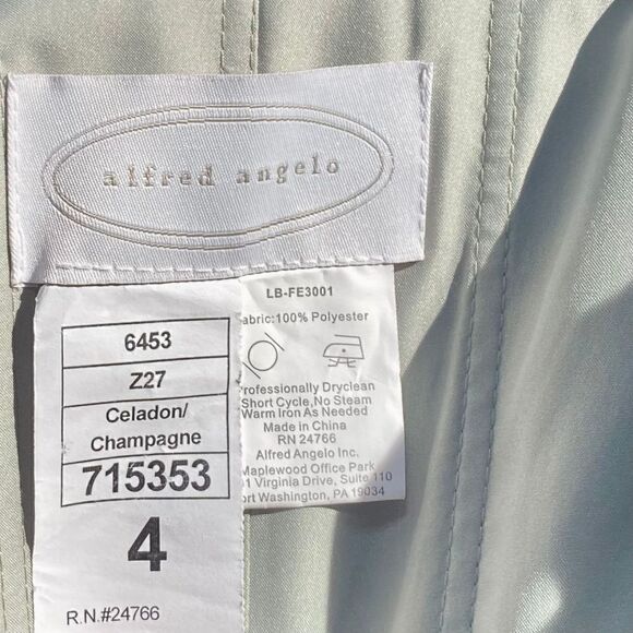 Alfred Angelo Size 4 Strapless Dress Celadon Champagne Gown - Picture 8 of 10